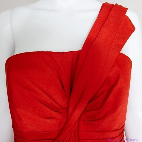 BCBGMaxAzria Palais One Shoulder‎ Cocktail Prom Dress, jewel red, size 8 - Picture 5 of 16